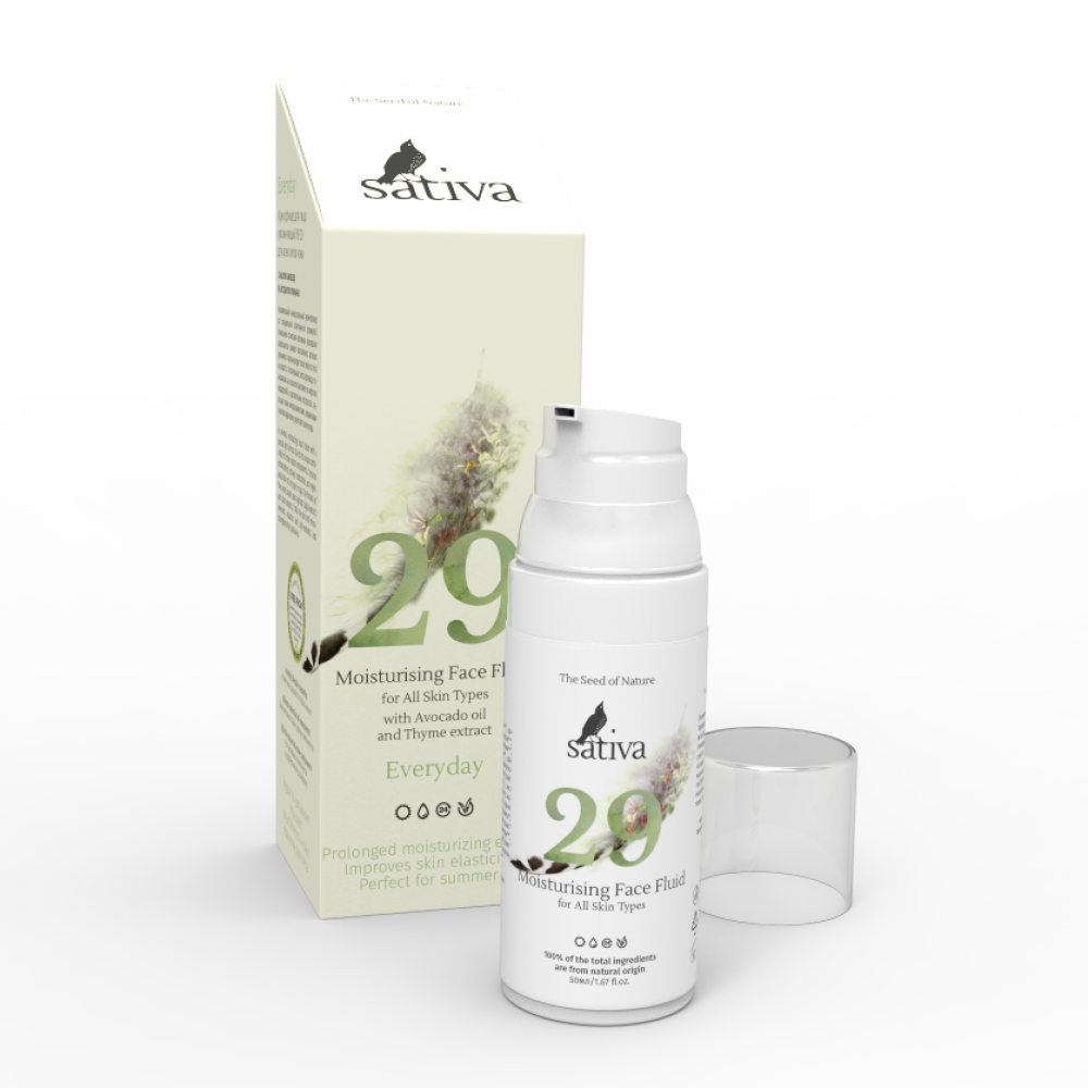 Крем флюид для лица увлажняющий №29 для всех типов кожи Sativa, 50мл